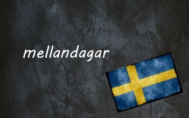 the word mellandagar on a black background by a swedish flag