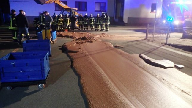 Chock-a-block! A ton of chocolate spills onto road in German city