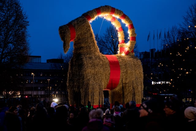 Sweden’s ill-fated Christmas goat survives again