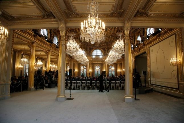 From gilt to grey, Paris Elysee hall gets subdued makeover