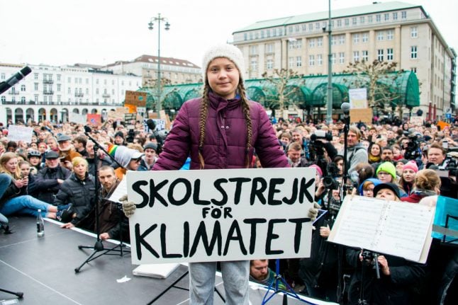 Swedish teen climate activist rallies students in Hamburg
