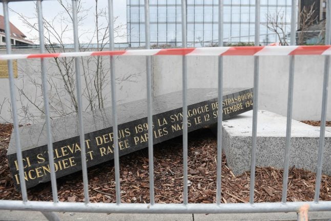 Vandals hit memorial stone at Strasbourg's Old Synagogue