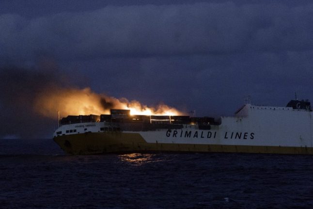 Italian cargo ship sinks off French coast after going up in flames
