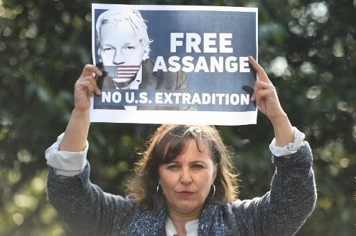 Spanish MEP protests Assange arrest outside London's Belmarsh prison