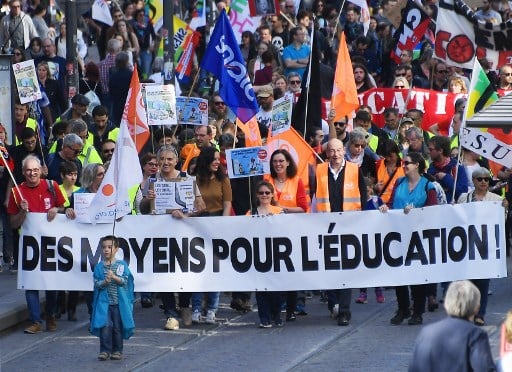 Schools across France shut due to strike action by teachers