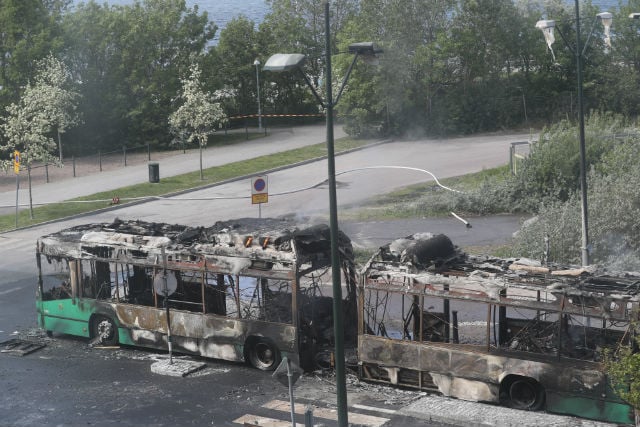 IN PICTURES: Bus bursts into flames in Malmö