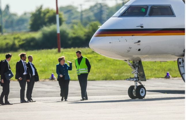 Merkel’s plane damaged as ‘over-excited’ fan causes runway accident