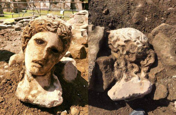Ancient marble head of god Dionysus discovered under Rome