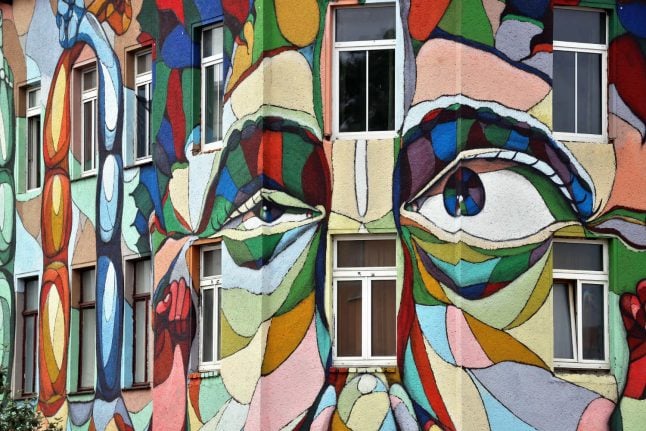 Giant art project transforms housing blocks in eastern German city