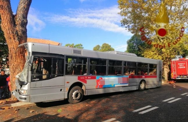 Dozens injured as Rome bus crashes into tree