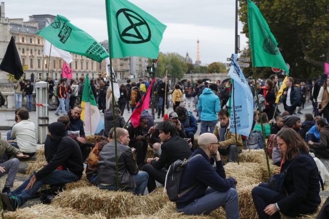 Second day of occupation by climate change activists in centre of Paris