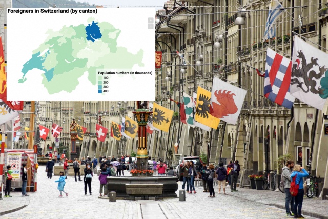 Where in Switzerland do all the international residents live?