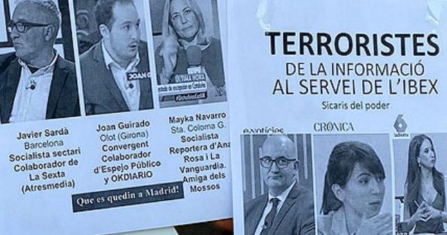 Posters slamming Catalan journalists as ‘information terrorists’ appear in Barcelona