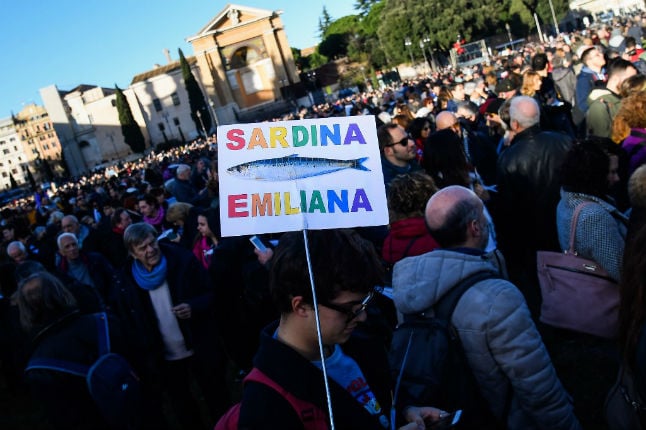 Italy's 'Sardines' hold anti far-right rally in Rome