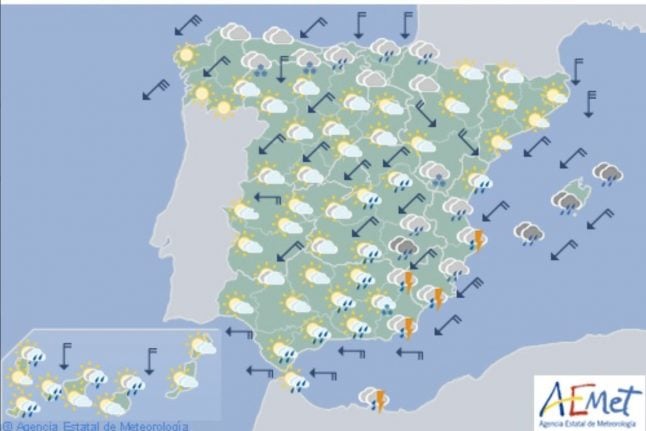 Spain’s eastern coast and Balearic Islands braced for high winds and heavy rain