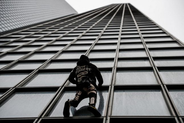 IN PICTURES: French 'Spiderman' climber stages his own one-man pension protest