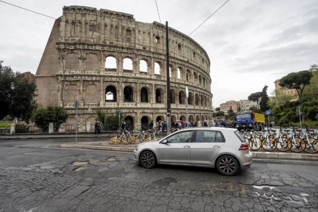 Building evacuated after sinkhole opens up near Rome’s Colosseum