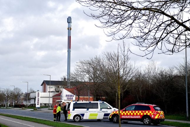 Wind-threatened Danish chimney taken down over safety