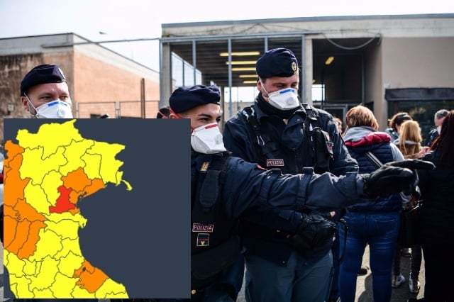 Where are the areas of Italy under special quarantine measures?