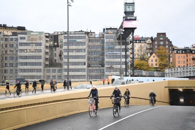 In Pictures: Golden Bridge officially opens over Stockholm's iconic junction