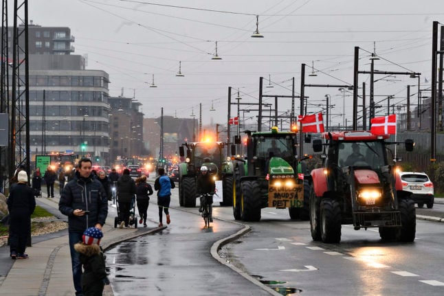 Hundreds of Danish mink breeders stage tractor demos