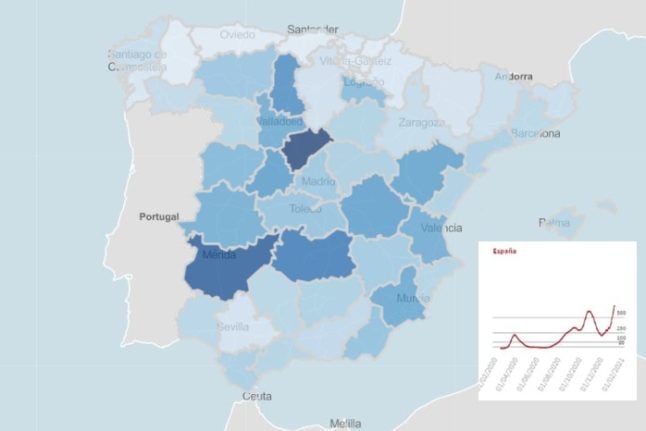 LATEST: The maps and charts that show where Covid rates are rising rapidly in Spain