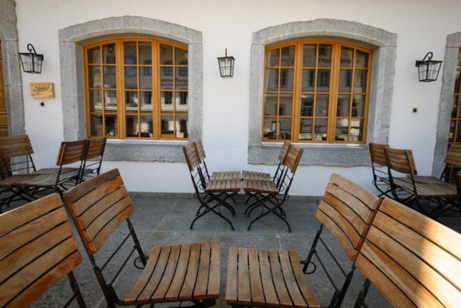 An empty terrace in Switzerland during the coronavirus lockdown