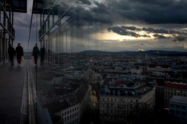 The skyline of Vienna, Austria.