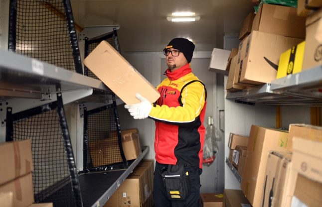 Parcels being delivered by DHL