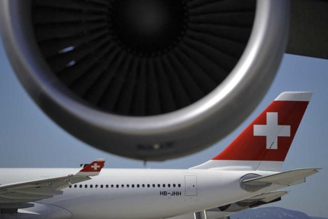 Swiss Airlines passenger plane are parked at Geneva international airport. Photo: FABRICE COFFRINI / AFP