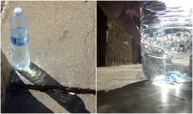 Why do some Spanish homes have bottles of water outside their door?