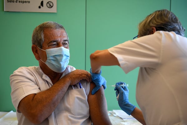 Man getting vaccinated in Catalonia