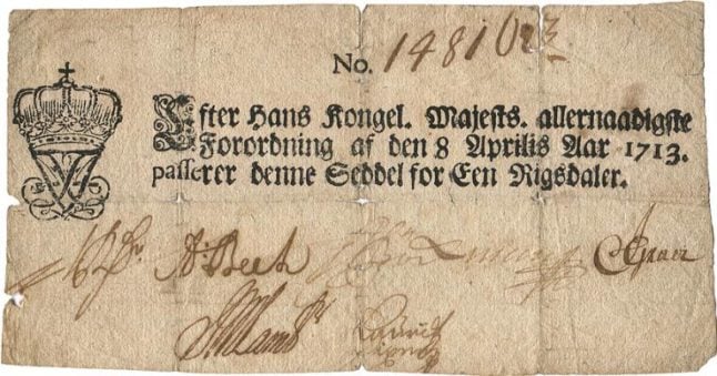 One of Denmark's first ever banknotes sells for 170,000 kroner