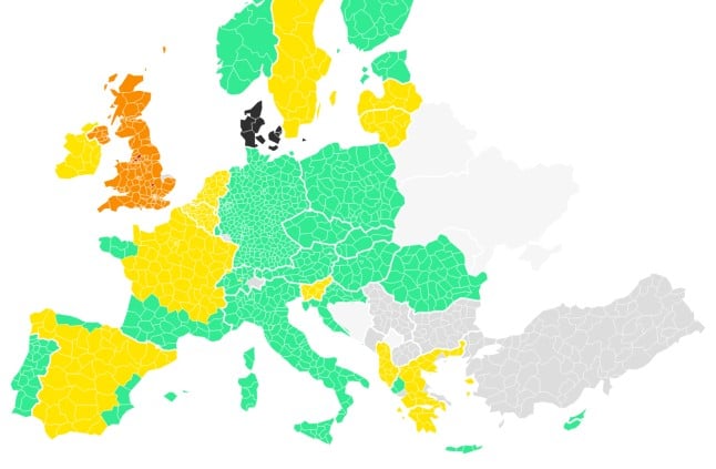 MAP: How Denmark's travel guidance for EU and Schengen countries changes on June 26th