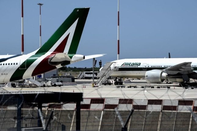 Alitalia jetliners in Rome's Fiumicino airport. Filippo MONTEFORTE / AFP