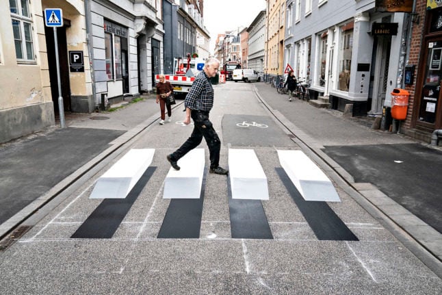 Three new '3D' painted crossings in Aarhus aim to increase safety for pedestrians.