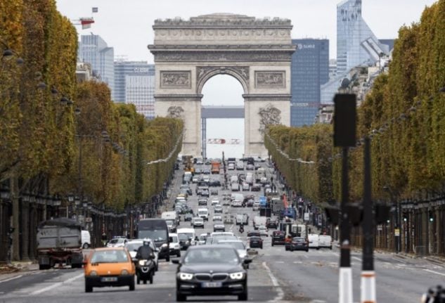 Cars on the Champs-Elysees, Paris