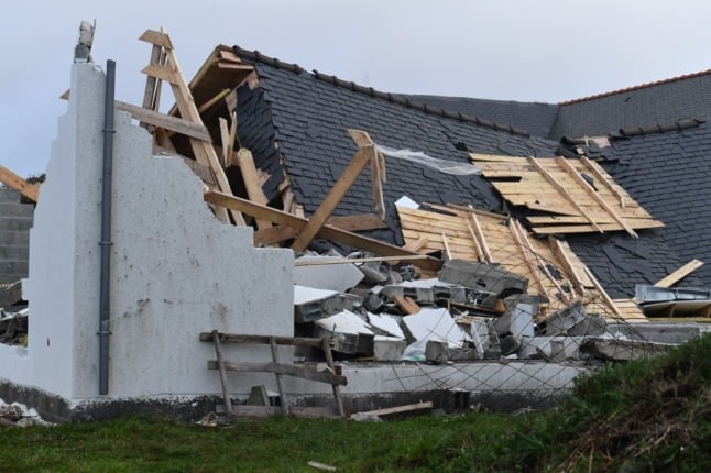 A house in Brittany, France, destroyed by Storm Aurore. 