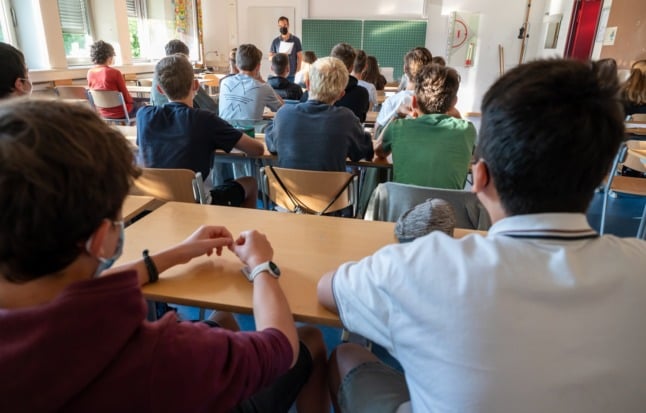 Pupils at their desks in a Munich school in September 2021. 