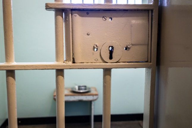 White prison cells bars on Robben Island