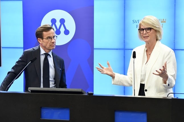 Swedish Moderate Party leader Ulf Kristersson and economic policy spokesperson Elisabeth Svantesson