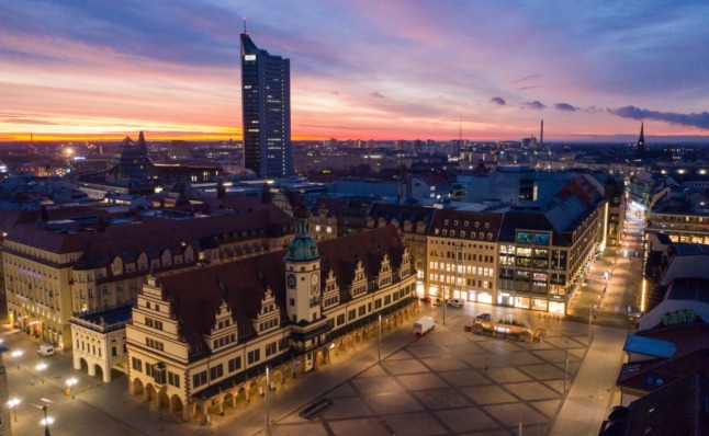 The city centre of Leipzig.