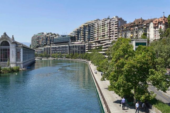 Apartments along the water in the Swiss city of Geneva. 
