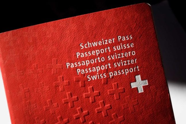 A picture of a Swiss passport up close