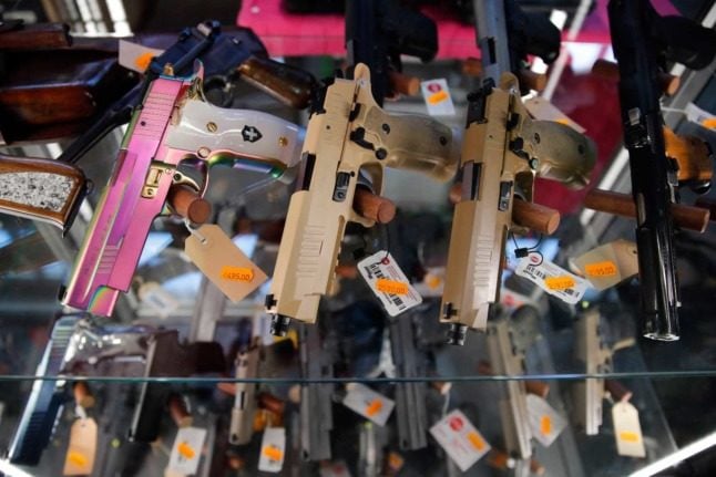 Guns in a weapon shop in Switzerland