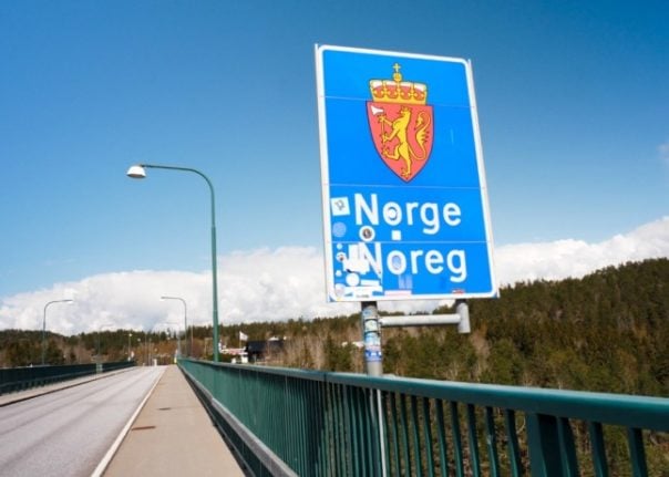 Pictured is Norway and Sweden's border on the old Svinesund bridge. 