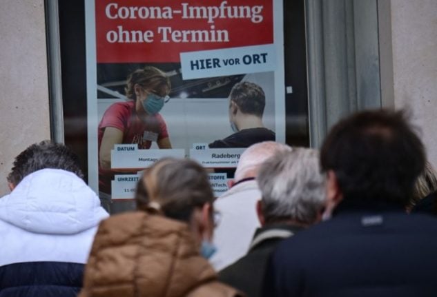 People queue at a vaccination centre in Radeberg, eastern Germany, to get a Covid vaccination without an appointment, on November 8th.