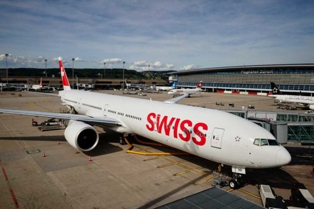 A Swiss air plane sits on the tarmac in Zurich. Photo: MICHAEL BUHOLZER / AFP