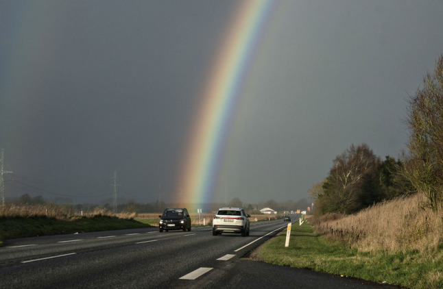 A rainbow photographed near the village of Hvam in Jutland on Tuesday November 23rd.