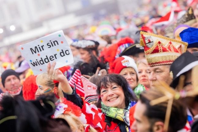Revellers at Cologne carnival celebrations on Thursday.